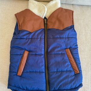 Kids Blue and Brown Puffer Vest